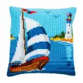 PN-0148418 Набор для вышивания несчётный крест (подушка) 40х40, Sailboat Парусное судно Vervaco