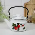 Чайник, 1.5 л, эмалированная сталь, деколь микс, белый