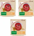 Сухой корм Purina ONE мини Активная для собак мелких пород, с курицей и рисом, пакет, 1,5 кг 3 шт
