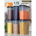 Контейнер для хранения сыпучих продуктов/банки для круп, с крышками, с мерной шкалой, прозрачные, набор 6 шт