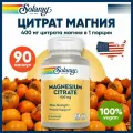 Магний цитрат, Solaray Magnesium Citrate, 400мг 90 капсул / Спортивное питание, минералы для костей и мышц, для нервной системы