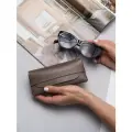 Футляр для очков Capsa, кожаный мягкий очечник капучино