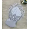 Конверт для новорожденных на выписку из льна в роддом нарядный для мальчика серый