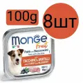 Monge Dog , консервы для собак , паштет со вкусом индейки и черники (8шт по 100g)