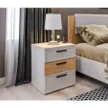 Тумба прикроватная столплит Милан СБ-3295 с 3 ящиками, ЛДСП Серый/МДФ Дуб Гамильтон, Светло-серый 50х58х40 см.