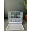 Клетка для птиц, 48х37х41 см, разделение на секции, выдвижной поддон, фальшдно, поилки-кормушки, жердочки, белый
