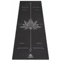 Коврик для йоги и фитнеса каучуковый удлиненный - Арт Йогаматик Black Lotos, 183x66x0.3 см, черный