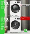 MEFERI комплект для установки в колонну Стиральная машина MFW101415WH ULTRA + Сушильная машина с тепловым насосом MDR1015WH HP ULTRA + Соединительный элемент с выдвижной полкой