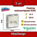 Розетка двойная компьютерная RJ45, жемчуг, Schneider Electric AtlasDesign (комплект 5шт)