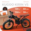 Электровелосипед KUGOO Kirin V5, скорость до 50 км/ч, нагрузка до 120 кг, дальность хода 55 км