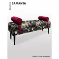 Банкетка BORDADO SAMANTA, мебельная фанера, велюр/гобелен, цвет Обезьянки темные, красные съемные валики.