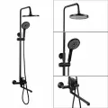 Душевая система со смесителем и тропическим душем OUTE, длинный поворотный гусак, черный