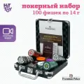 Покерный набор Premium Poker Black Stars, 100 фишек 14 г с номиналом в чемодане