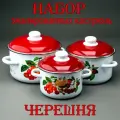 Набор эмалированных кастрюль Черешня 2.0/3.0/4.0л