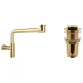 Сифон для раковины Wellsee Drainage System 182126002 в наборе 2 в 1: металлический сифон и донный клапан с переливом в цвете золото