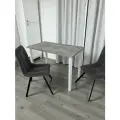 Дизайнерский стол обеденный/ цвет Бетон Светлый, 110*60 см. Ножки белые.