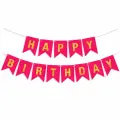 Гирлянда Волна веселья Happy Birthday, флажки, цвет Фуше-Золото, Металлик, 500 см, 16х12 см