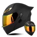 Шлем SOMAN SM955-S, матовый черный с красным золотом, с двумя линзами