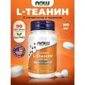 Аминокислота NOW L-Teanine + Таурин, Инозитол + антиоксиданты, антистресс, 100 mg, 90 штук