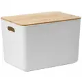 Контейнер для хранения LaDо m Натурэль 22,05л 36х24,5х25см с крышкой, белый, пластик/бамбук