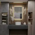 Зеркало Квартал 110*70 с нейтральной LED-подсветкой с часами и антизапотеванием вертикальное