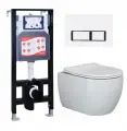 Комплект 3 в 1 инсталляция ESBANO FRAM + Унитаз подвесной Ceramica Nova Play CN3001 + кнопка белая глянцевая