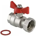Кран шаровой латунный VALTEC (VT.241. N.0506) 3/4 ВР(г) х 1 ВР(г) проходной бабочка с накидной гайкой прямой