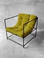 Кресло мягкое удобное для отдыха, уличное, на балкон, на веранду, в стиле лофт, минимализм, Флафф юнит велюр желтый