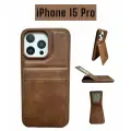 Чехол экокожа на iPhone 15 Pro с карманом для карт