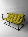 Диван лофт прямой, уличный, в офис, на балкон, на веранду, в гостинную, кухонный, Лофтовик + велюр желтый