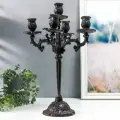 Металлический подсвечник на 5 свечей Канделябр. Королевский, чугун, чёрный 43x29x29 см