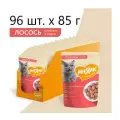 Влажный корм для стерилизованных кошек Мнямс, с лососем, 96 шт. х 85 г (кусочки в соусе)