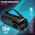 Портативная Bluetooth колонка с караоке Nakatomi FS-30 Black, мощностью 18 Вт RMS с аккумулятором 3000 мАч, поддержкой TWS, караоке, FM, цветомузыкой