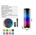 Портативная премиальная колонка Bluetooth с караоке на 60 Ватт мультимедийная, FM-радио, эквалайзер, USB-flash, AUX, microSD, LED подсветка динамиков на 360 градусов , FOA-L-2816BA