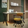 Кресло компьютерное офисное Eco-Office KOLIN W-231, стул крутящийся на колесиках, Желтая ткань