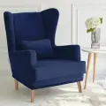 Кресло Оскар мягкое для отдыха дома, на ножках, велюр Jawa Navy 18