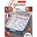 Форма для выпечки Loraine 27891, керамическая, жаропрочная, голубая/белая, 28х18.5х6 см