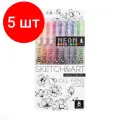 Комплект 5 наб, Набор гелевых ручек SKETCH&ART Uni Write.NEON 0.8мм 8цв 20-0307