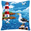 PN-0158364 Набор для вышивания несчётный крест (подушка) 40х40, Lighthouse and seagulls Vervaco