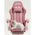 Кресло компьютерное игровое, IMBA, геймерское розовое с подставкой для ног