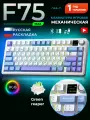Клавиатура AULA F75MAX Light Blue-White-Purple Reaper Swithes, подключение: проводное, 2,4 Ггц, Bluetooth, дисплей
