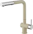 Смеситель для кухни Paini Cox HD55566CR1KM с поворотным изливом, хром, бежевый, матовый, глянцевый, однорычажный, латунный, с керамическим картриджем