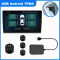 USB Android TPMS Система контроля давления в шинах Внешний датчик запасного колеса USB TMPS для автомобиля Предупреждение о температуре напряжении, Черный