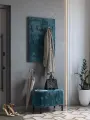 Мягкая вешалка в прихожую настенная, из велюра, с черными крючками, цвет Изумруд краш/чёрный