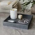 Декоративный поднос для ванной, органайзер для косметики Emily L, 21x21 см, бетон, графитовый глянцевый