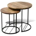 Набор столиков из массива, ИНДУ ЛАХАРА, круглые, лофт, в гостиную