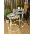 Стол кофейный журнальный, столик двойной круглый высокий, комплект столиков
