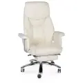 Компьютерное кресло Norden Парламент Слоновая кость Кожа, выдвижная опора для ног
