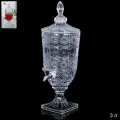 Лимонадник с краном 3л, диспенсер для напитков Праздничный, стекло
