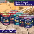 Влажный корм для собак Solid Natura Holistic, набор из 5 вкусов - ягненок, мраморная говядина, кролик, конина, говядина, упаковка 10 шт х 340 г